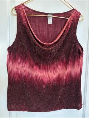 Zenobia Pink Ombre Metallic Cowl Neck Tank